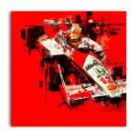 Tamatina Multicolor Modern Art The Ferrari Abstract Unframed Art Canvas Painting - 13X13 Inch