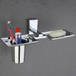 GLOXY Stainless Steel Stand Tooth Brush Holder /Tumbler Holder Stand/Toothpaste Holder/Bathroom Accessories Set-SS304