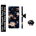 Mobi Elite Colourfull Flower Hard Back Case with Mobile Holder, Pop socket for Xiaomi Poco X3, Xiaomi Poco X3 Pro