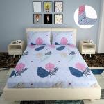 VASHEK 220 TC Microfiber Double Floral Fitted (Elastic) Bedsheet (Pack of 1, Pink, Yellow, Green, SKY BLUE):