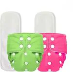Softlia Reusable Cloth Button Diaper Pants Adjustable Cloth Diapers for Babies With Inserts Pack of 2 (Multicolor)