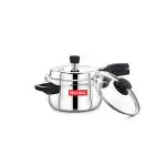 MAXIMA Triply Stainless Steel Pressure Cooker | Induction Bottom Outer Lid Stainless Steel Pressure Cooker- 2.5 ltr