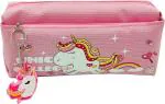 POKSI Unicorn Pencil Pouch for Girls/Boys|Large Mesh Pockets |Multipurpose Pouch for Kids Art Canvas Pencil Box l Set of 1 Pink