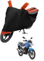 Auto Hub Bike Cover for Bajaj Discover 125 DTS-i , Dustproof UV Protection water resistant Custom Fit Cover-(Black-Orange )