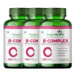 Simply Herbal Vitamin B Complex Capsules with RDA for B12 Supplement for Hair Growth Metabolism & Support Healthy Brain Function, 120 Capsules Each (Pack of 3)