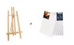 Brustro White Artists Tabletop A-Frame Wooden Easel 12 Inch With Canvas Board 10X12 Inch (Pack Of 4)