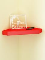 Home Sparkle Plain Red MDF Corner Wall Shelf 15.5 inch x 11.5 inch x 2.25 inch