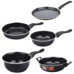 Rynox Lifetime Black Enamel Non-Stick Induction Ceramic Coated Cookware Set (5 pcs)