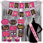 Zyozique 19 Pcs Bachelorette Party Decorations Kit,Bridal Shower Party Supplies & Engagement Party,Bride To Be Banner,Sash,Foil Curtain And Photo Boot