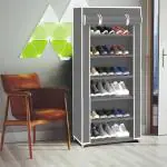 CITRODA 1Door6 Shelf Collapsible Wardrobe for Clothes/Organizer/Shoe Racks(GREY)