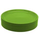 Jaycee Microwave Safe and Unbreakable Green Round Plastic Dinner Plate - 13 inch (pack of 12)