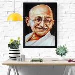 Chaque Decor Mahatma Gandhi Texture Paper Framed Art Print 19.25 Inches X 13.25 Inches Modern Art ,Perfect for Home Decor, For Living Room, Bed room, Office, Hotel,wall decoration