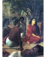 DECOR ADVENTURES Sita in Ashoka Grove by Raja Ravi Varma Wall Painting 14 x 18 inch