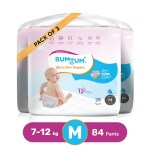 Bumtum Ultra Slim Diaper Pants | UV Protected |Medium Size | Pack of 3 (84 Pants) | Bubble Layer & 12 hrs. Protection | Wetness Indicator