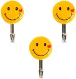 Urban Buy Plastic Self Adhesive Smiley Wall Hooks Multipurpose Strong Wall Sticker Hooks Wall Hook Holder Door Hanger and, MultiColour(1 Set) and, MultiColour, (pack of 1)