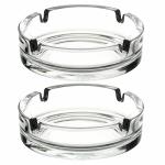 UP16 Glass Ashtrays for Cigarettes, Portable Decorative Modern Ashtray for Home Office Indoor Outdoor Patio Use, Fancy Cute Cool Ash Tray, Pack of 2 (Clear)