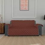 Kuber Industries Both Sided 3 Seater Sofa Cover|Polyester Check Design Couch Cover|Non-Slip Stretchy Sofa Slipcovers (Brown & Gray)