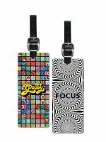 Lentikart 3D Lenticular Luggage Tag Long Set of 2 | Focus + Groovy | Luggage/Bag/Travel ID Label Tags for Suitcase & School Bags