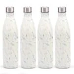 Red Butler Decorative Glass Bottle 750ml | Leak-Proof Airtight Stainless Steel Lid |Fridge Bottle for Water, Smoothies, Juices| 4pcs Set | White