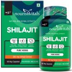 Nourish Vitals Premium Shilajit 50% Fulvic Acid High Strength 500 mg Extract, Naturally Mineral Rich, 60 Veg Capsules