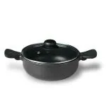 Bergner Senator Cast Aluminium Non-Stick Kadai With Glass Lid, 20cm, 2.5 Litres, , Black