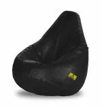 Dolphin Bean Bags DOL-XL-BLK1 Black Artificial Leather Premium Cover Without Beans - XL