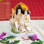 Chaque Decor Hand painted Shiva Family For Pooja Room Decoration (9Inch) (White)