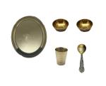 Spherulemuster Brass Thali Set,Katoris,Spoon,Lutiya ,Gold (15 x 15 x 2 cm)