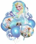 AT Frozen Anna Elsa Balloon Decoration Theme/ Girls Birthday Party Foil Balloon combo (Pack of 9 Balloons) (Multi)