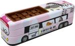 QIPS B-693 Pink Bus Shaped Multi-Layer Metal Pencil Box