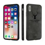 INDIACASE iPhone X, Xs Black Shockproof, Anti-Sweat, Texture Fabric Back Cover