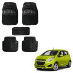 Oshotto Anti Skid Rubber Car Tray Foot Mat for Chevrolet Spark (Set of 5, Black)