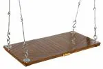 Kaia by Riyo Moda 4ft X 2ft Teak Wood Two Seater Swing with Stainless Steel Accessories Set for Indoor and Balcony