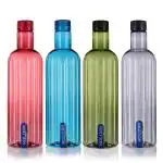 Kolorr Zeal Premium Red, Blue, Green and Grey Plastic Fridge Bottle 1 L (Set of 4)