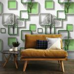 JAAMSO ROYALS Green Geometric pattern Peel and Stick Wallpaper ( 500 CM X 45 CM )