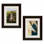 DEEP CREATION photo frame 4x6 Inch Dark Brown Color Synthetic Wood For Tabletop folding stand frame (2 Photo Accommodation 4 by 6 Inch)