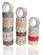 JAPSI Adhesive Colorful Decorative designers Tape Rolls - Set of 10 Pcs Paper Tape for Art and Craft Work, Gift Wrapping Tapes, DIY Art and Craft, Colorful Tapes for Masking