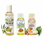 Roseka Combo Pack of Cold Pressed Olive Oil 100 ML Almond Oil 50 ML and Seasame Oil 50ML |Combo Set 100% Pure | 200ML