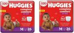Huggies Dry Pant Diapers with Bubble Bed Technology - M26 - M (52 Pieces) Pack of 2