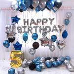 SHANAYA Happy 5th Birthday Decoration Foil Balloon Kit (60 Pieces)