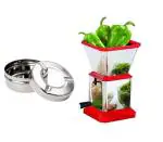 Blue Wonder Stainless Steel Chilly Cutter Cutter With Stainless Steel Ash Tray Tabletop Decor and (Multicolour, Pack of 2)