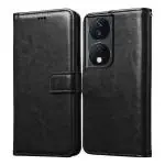 Casotec Flip Cover Back Case for Honor X7b 5G | Premium Leather Finish | Inbuilt Pockets & Stand | Flip Cover Back Case for Honor X7b 5G (Black)