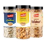 YUM YUM Dry Fruits Combo 750g Almonds, Cashews & Walnut Kernels (Badam, Kaju & Akhrot Giri) 3x250g