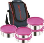 Granify A-369 Red Stainless Steel Lunch Box with 5 Stainless Steel Containers and Lunch Box Bag 1200 ml