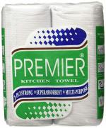 Premier Kitchen Towel 2 Ply Absorbent Kitchen Towel/Tissue 60 Pulls 4 Roll