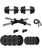 BEACON INTERNATIONAL 20 KG ADJUSTABLE DUMBBELL SET, GYM AND FITNESS KIT (5 KG X 4 ) WITH ROPE