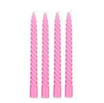 atorakushon Paraffin Wax Smokeless Scented Pink Colour Twisted Spiral Pillar Stick Candles Decorations for Living Room Pack of 4