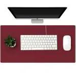 Leeonz Desk Pad, Large Mouse Pad, Office Desk Mat, PU Leather Desk Blotter, Laptop Desk Mat, Waterproof Desk Writing Pad for Office and Home, Single-Sided(Wine Red, 80x40cm)