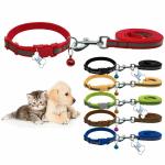 THE DDS STORE Reflective Pets Collar And Leash Set Breakaway Safety Cat Dog Puppy Kitten Collars with Bells ,Buckle Cat Collars Leash with Bell . (Red)