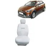 Kingsway Towel Fabric Car Seat Covers for Hyundai I20 Active, 2015 Onwards Model, Material: 100% Cotton, Color : White, Complete Set of All Seats (Car Specific Front + Rear Seat Covers)